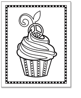 Cupcake Coloring Pages on Peace Sign Coloring Pages