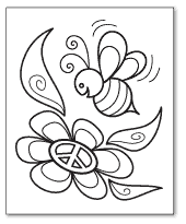 bumble bee peace sign coloring page