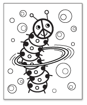 hula hooping caterpillar peace sign coloring page